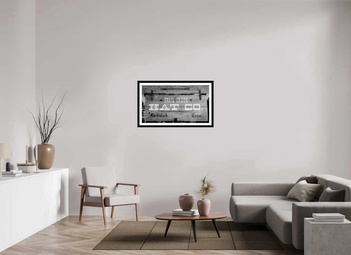 40 x 22.5″, B&W Print Snail Creek Hat Co.