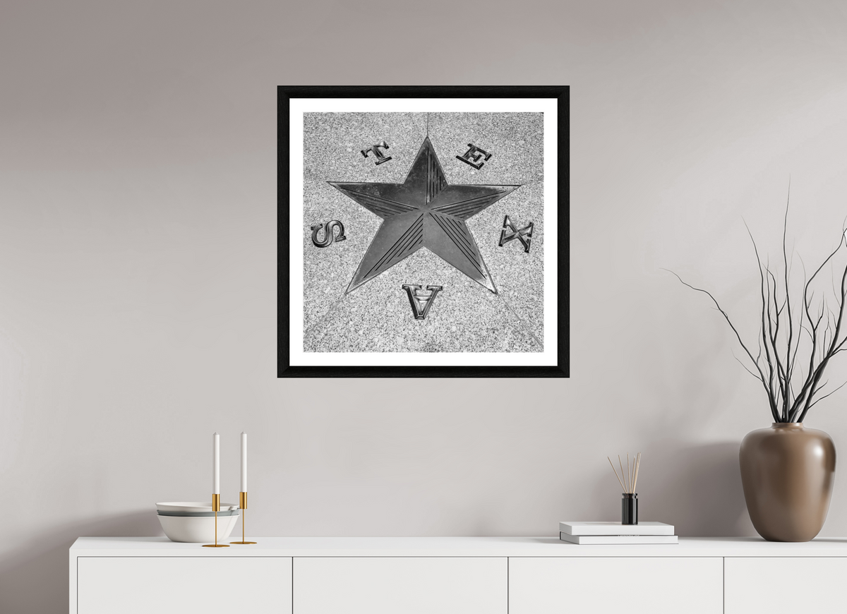 25 x 25″, B&W Print The Lone Star