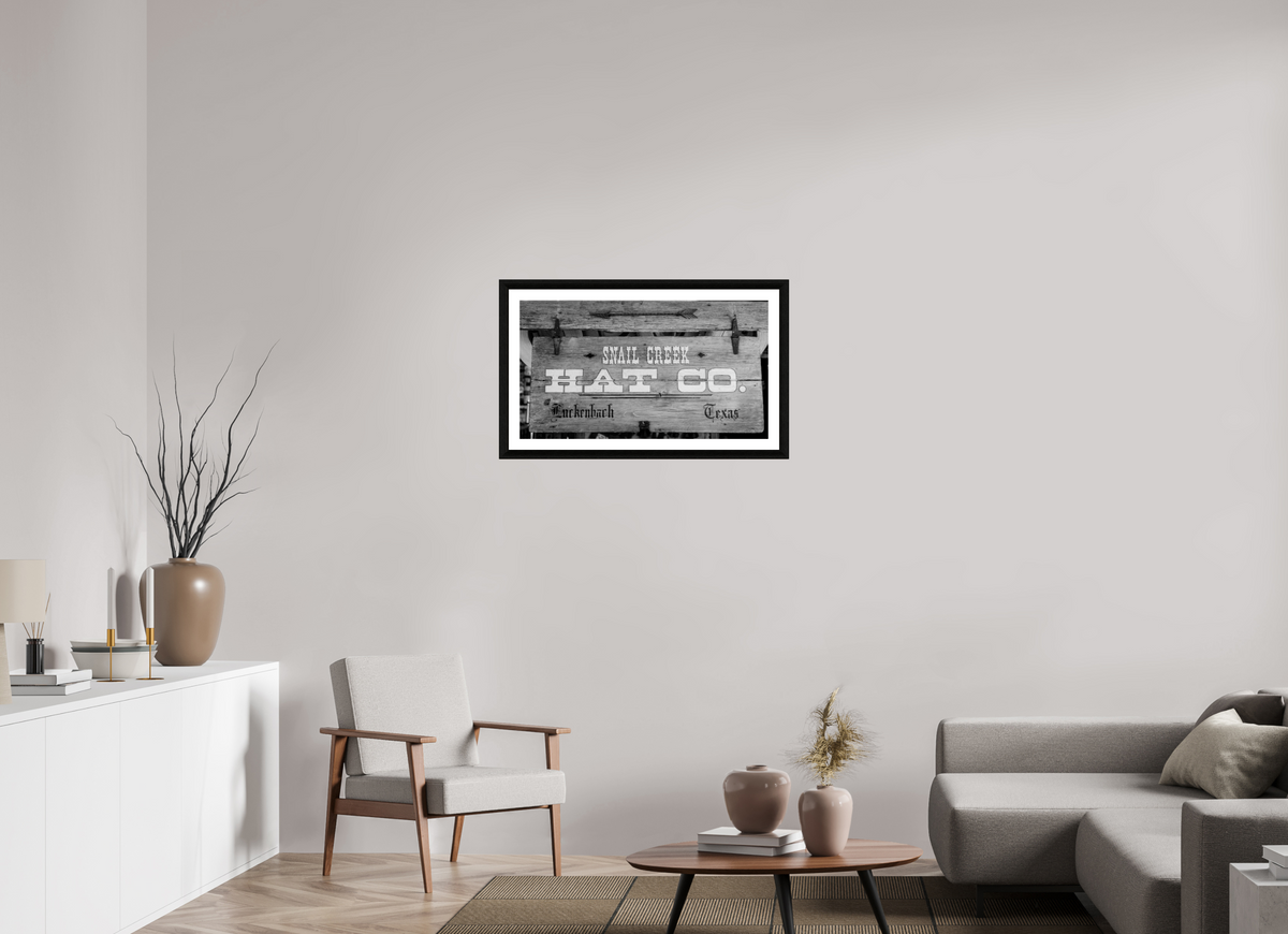 32 x 18″, B&W Print Snail Creek Hat Co.
