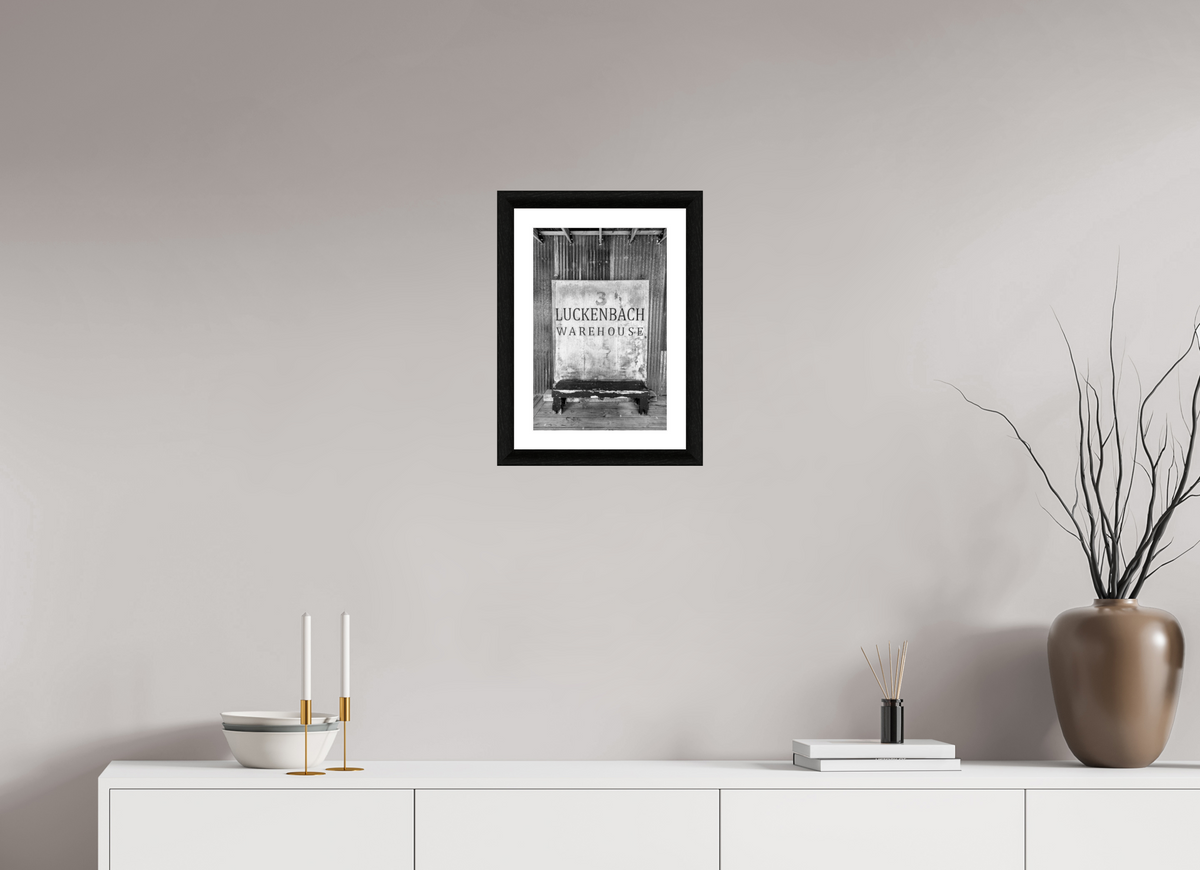 10 x 15″, B&W Print Luckenbach Warehouse